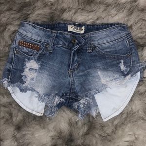 Denim distressed jean shorts